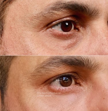Antes e depois preenchimento de olheiras na VIVA Clínica Integrada Estética Avançada