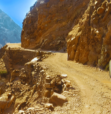 Rugged road leading towards fairy meadows