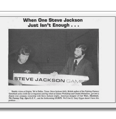 Dois Steve Jackson, um ao lado do outro na Origens '84 em Dallas, Texas