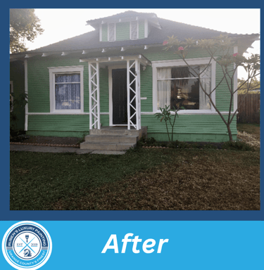 after shot of newly painted green home