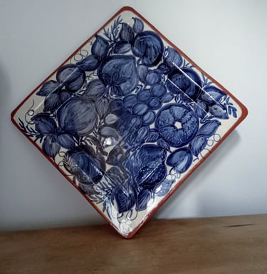 Square Portuguese ceramic centre table charger