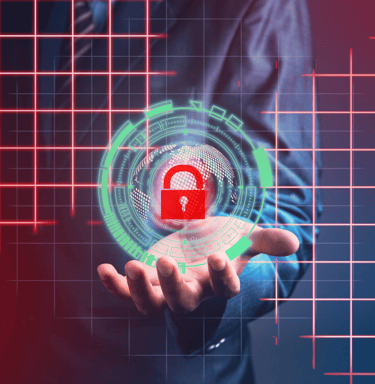 A person controlling a digital padlock, symbolizing cybersecurity and ethical hacking.