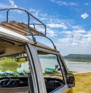Classic Campervan with panorama view