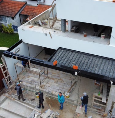 a group of people standing on a roof top
