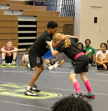 Wrestlers wrestling