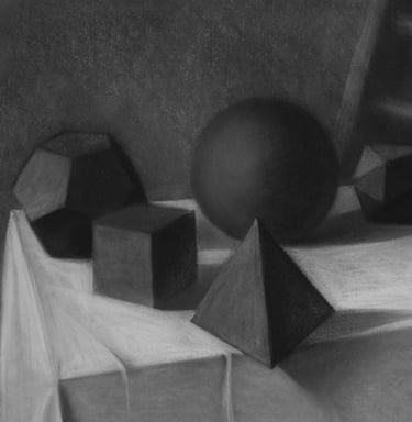 a black and white drawing of the Platonic solids