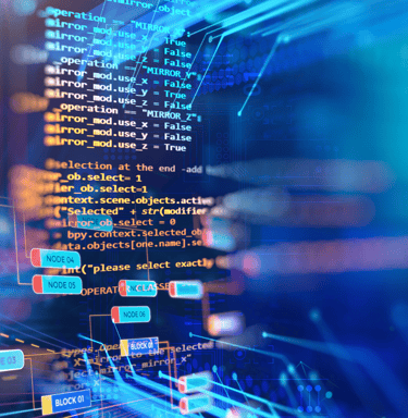 Programming code and algorithms, the focus of CS50's Intro to Computer Science.