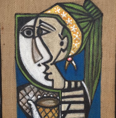 mixed media original on jute