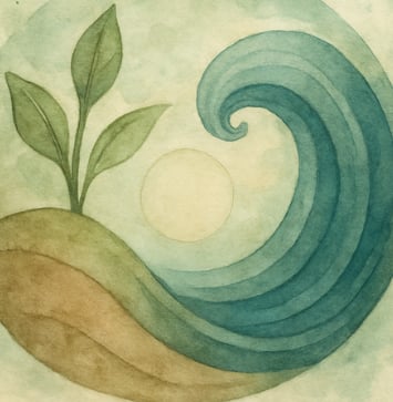 Illustration of one of the three Ayurvedic doshas — Kapha elemental symbol