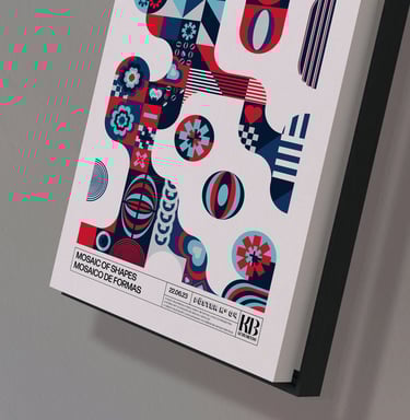 Quadro decorativo feito com tela Canvas esticado em chassi tradicional e emoldurado com moldura