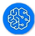 a blue and white sign with a brain map