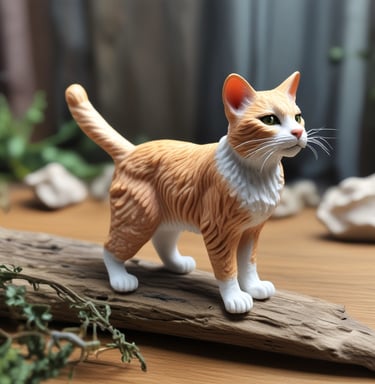 A close-up photo of a finely detailed, hand-painted 3D pet figurine in ivory and gold tones.