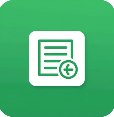 Green app icon featuring a white document symbol with a plus sign for adding a new note.