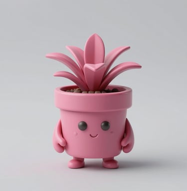 A set of minimalist 3D printed planters arranged on a wooden shelf, highlighting clean lines.