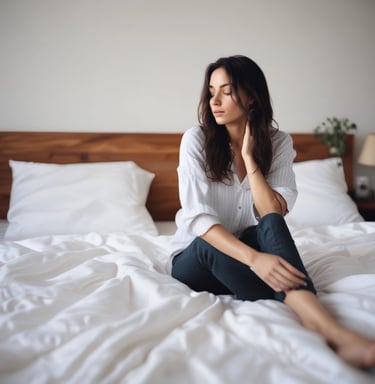 Illustration of calming techniques like breathing exercises and mindfulness icons.