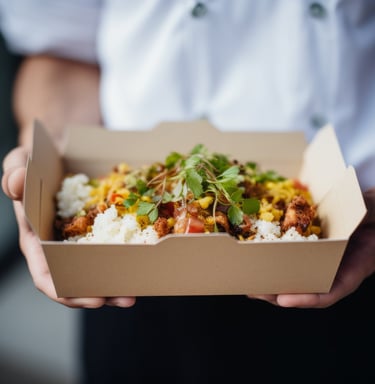 un plat dans un emballage à emporter