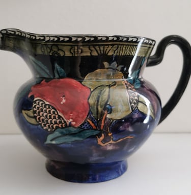 rubens ware s. hancock and sons stoke-on-trent england hand painted f.x. abraham pomegranate pitcher