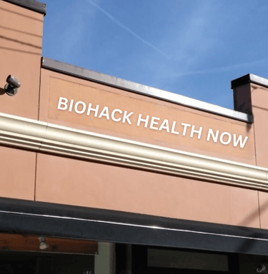 a building with a sign that says biohack health now
