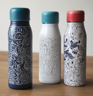 An assortment of vibrant mugs with different designs.