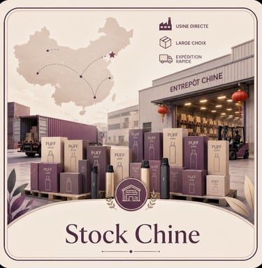 Stock Chine grossiste pour puffs jetables chez Vapobar.fr