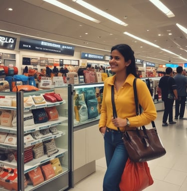 A man is packaging goods in a shop filled with shelves of various spices and herbs stored in jars and bags. The shelves are neatly organized, displaying an array of colorful containers. The man appears to be focused on his task, standing behind a counter with a digital scale.