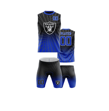 a jersey - style uniform with a blue and white jersey