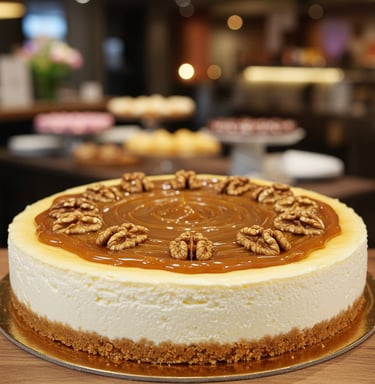 tarta de queso con dulce de leche y nueces
