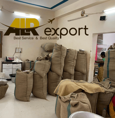 Jute-packed whole spices stacked for UAE container loading