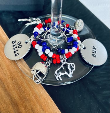 assorted buffalo bills wine charms