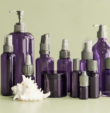 Purple glass bottles