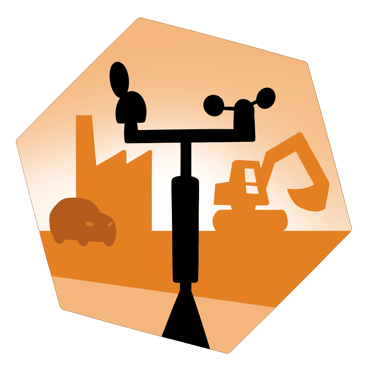 Logo de mesure de qualité de l'air pour la pollution des transports, de l'industrie et de chantier