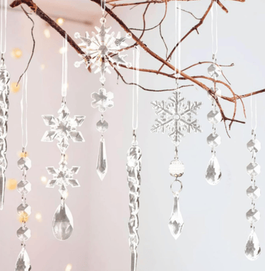 snowflake and icicle ornaments for Christmas tree