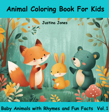 Animal Coloring Book Cover with baby animals