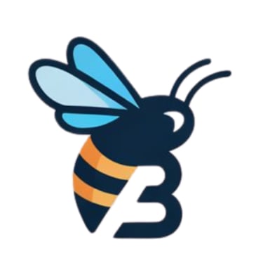 a bee on the letter B logo