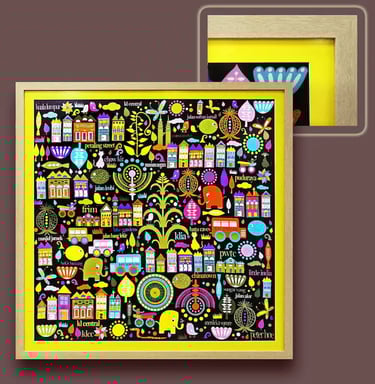 A collectors' silk scarf by peter hoe, framed by TFG frames gallery