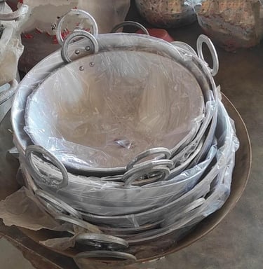 Large aluminum cooking wok for bulk vegetable cooking and commercial kitchen use -export quality.