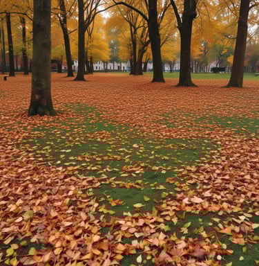 Fall image with some leaves ready to rake