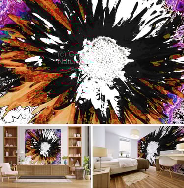 Above abstract flower below left on a Canvas Print above a unit & right on a bedroom wall mural