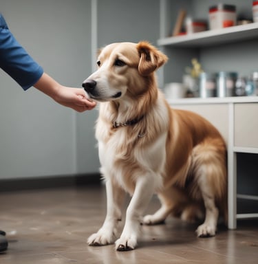 A variety of dog food bags arranged on shelves. The top shelf displays brands such as Cibau and Formula Natural with packaging in black, green, and blue colors. The middle shelf includes Formula Natural and Origens with a mix of blue and red packages. The bottom shelf features Daldog with red packaging.