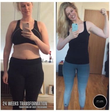 A female in her 30s fat loss before and after results