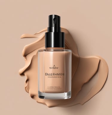 Elegant eyeshadow palette in nude and brown tones with a brush on a marble surface.