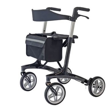 Lightweight carbon fiber rollator with large wheels and seat