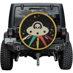 a jeep Alien Tire Cover Zone 51 UFO 
