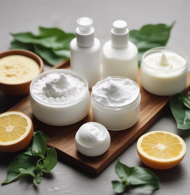 A vibrant display of skincare products arranged aesthetically.