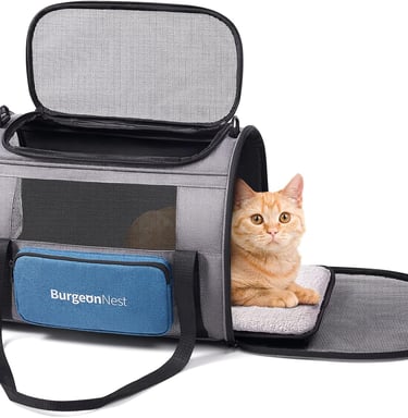 BurgeonNest Cat Carriers for Medium Cats Under 25 lbs, Pet Carrier for Cats with Unique Side Bag