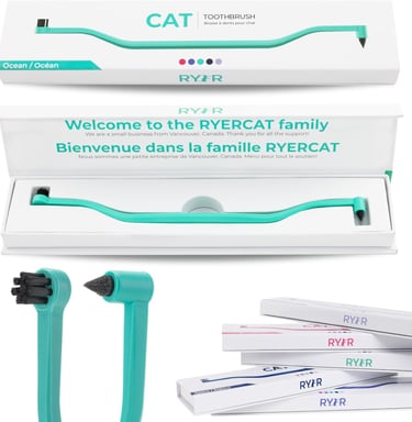RYERCAT Ocean Dual Sided Cat Toothbrush - Kitten Toothbrush with Micro Head to fit in kittens mouth