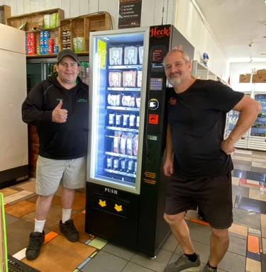 Cashless snack and drink vending machine installed at an accommodation and hospitality site.