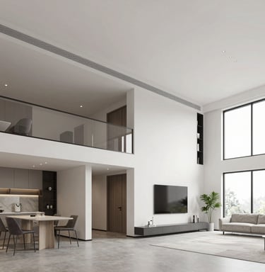 Modern glass entryway with spiral staircase inside