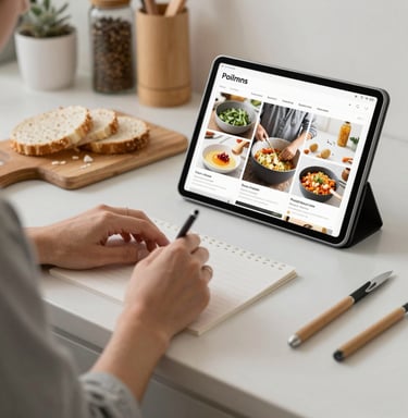 A cozy reading nook with a tablet displaying a popular self-help ebook.