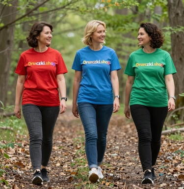 Stylish women's DTF printed t-shirt displayed on a mannequin against a green background.